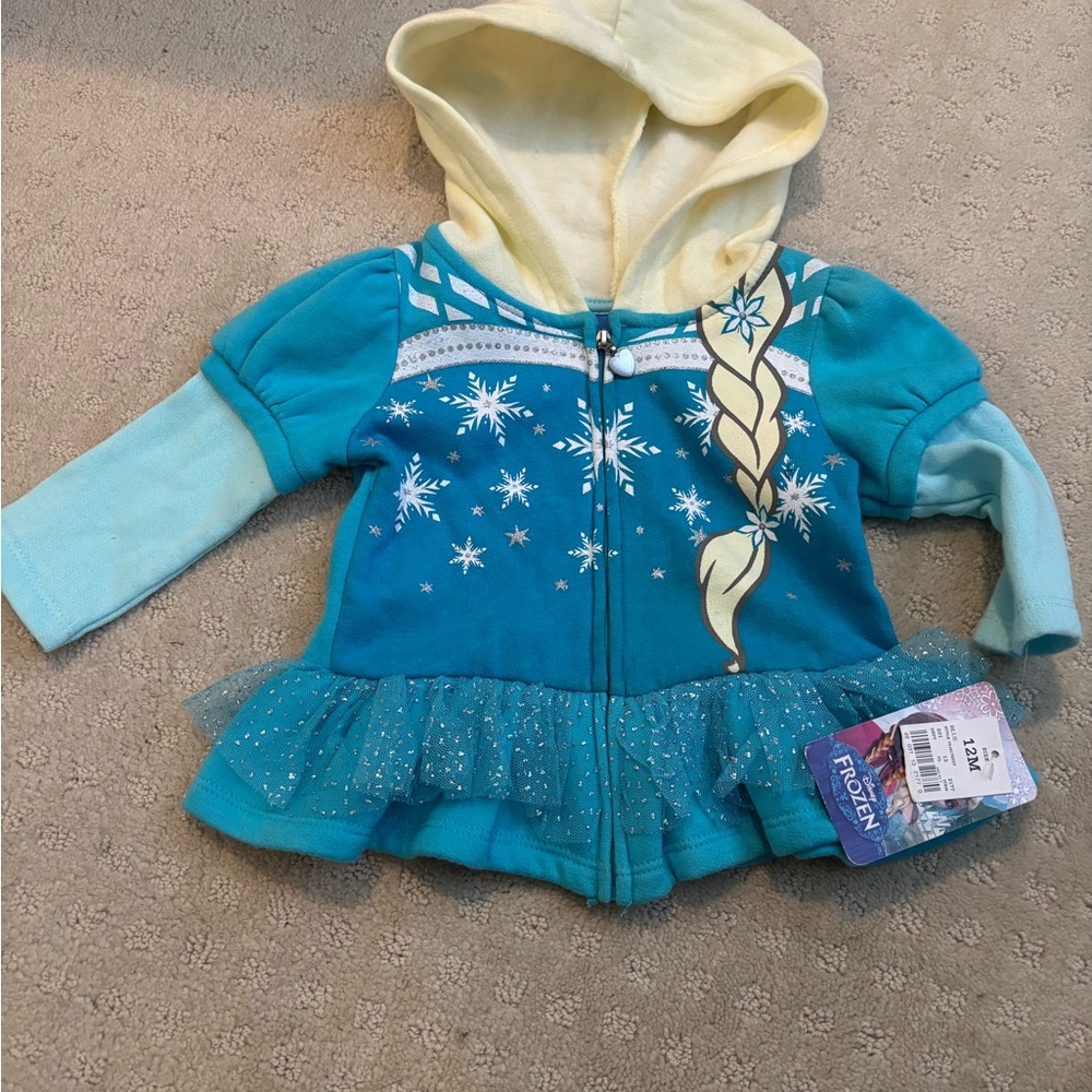 Disney Elsa Zip-Up Hoodie Jacket - Teal, Light Blue & Cream